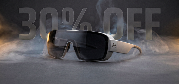 Hyspecs REVs on a grey background, with anti-fog coating.