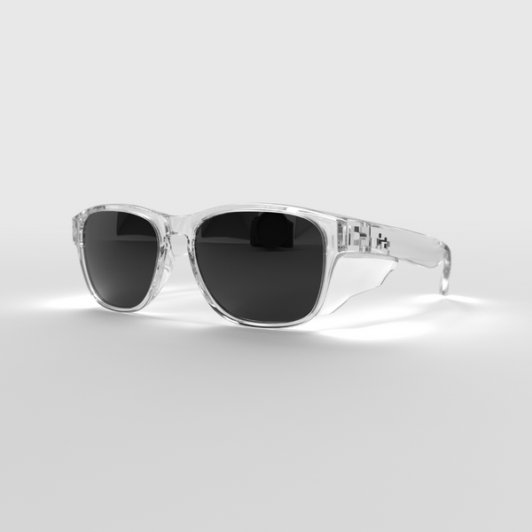 Transparent Icon Series w/ Grey Tinted Lens & Side Shields Iron Grey